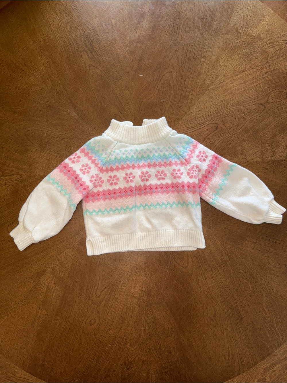 Janie & Jack Cream Sweater with Pink and Mint Stripes